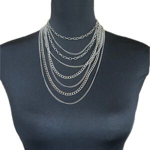 11” adjustable- Shyanne Elegant Silver Layered Necklace